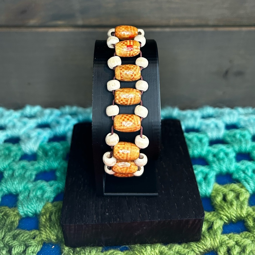 3/$10 Set Of Three Wood Bead Stretch Bracelets - Picture 4 of 6
